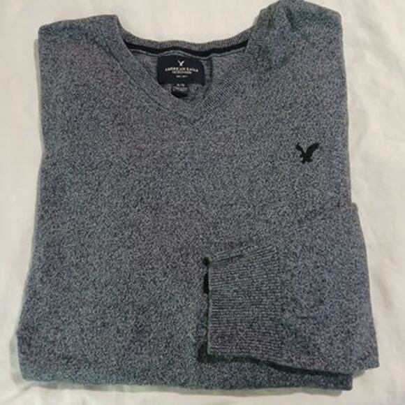 American Eagle Men's XL Heather Blue Long-Sleeved Sweater Classic Style COTTON - Picture 1 of 11